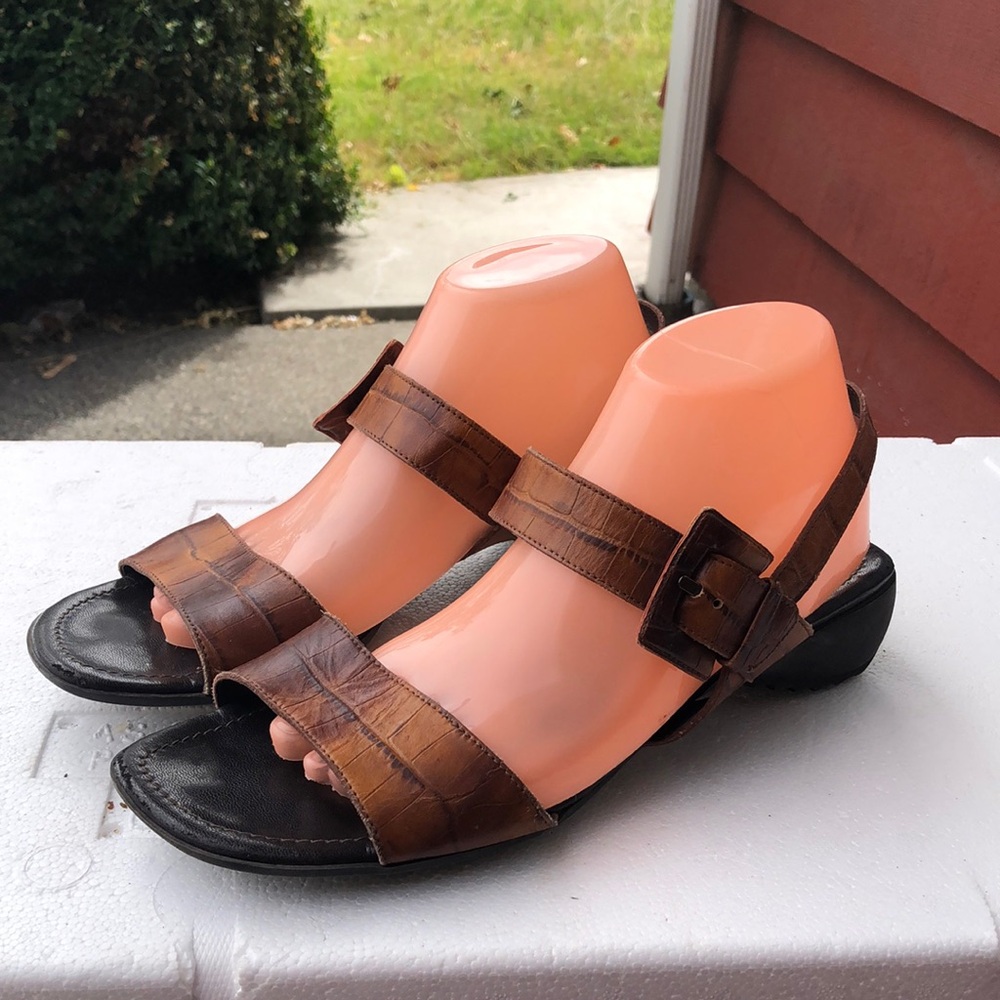 Paul Green Brown Leather Strappy Sandals Size 9